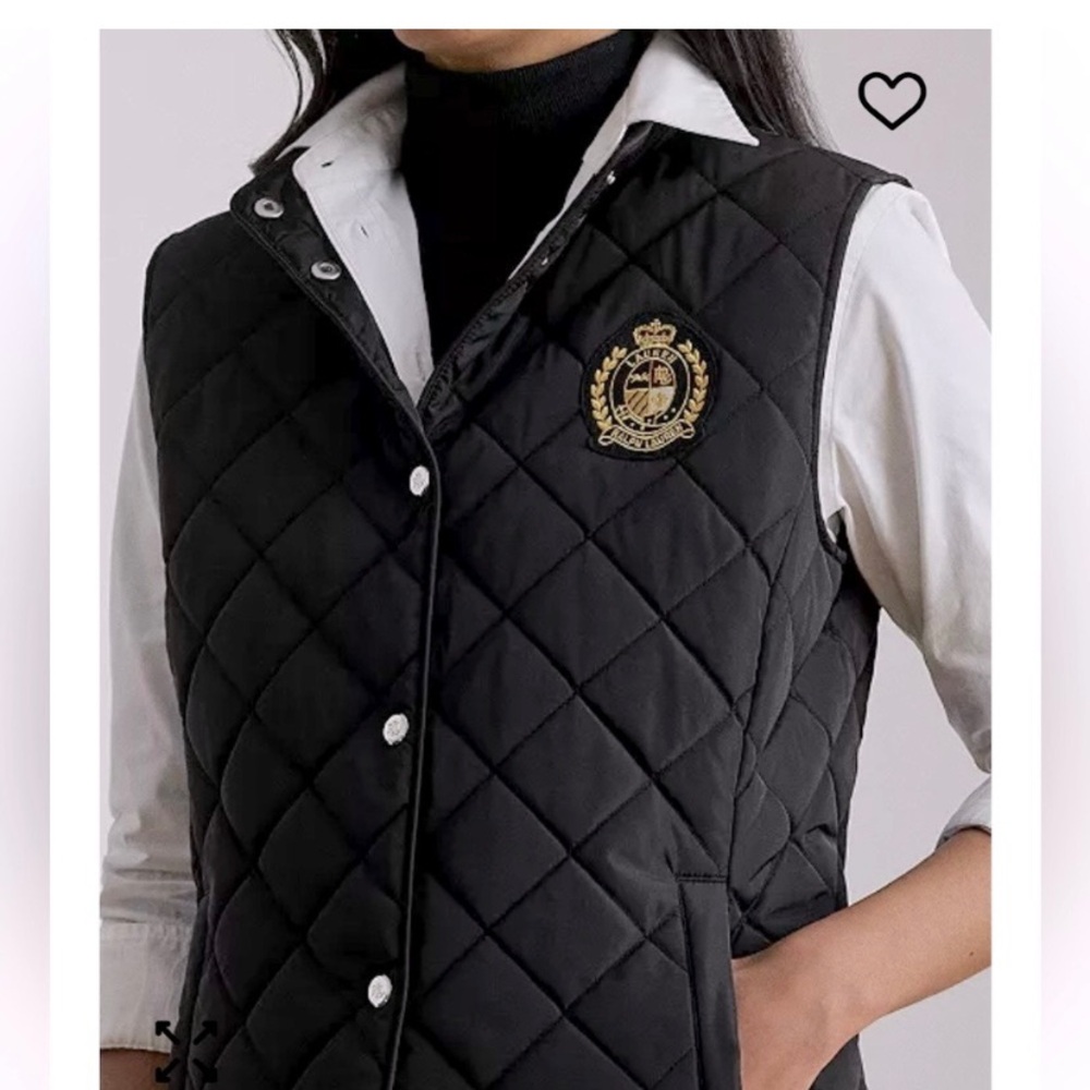 Lauren Ralph Lauren Quilted Sleeveless Crest Vest - Black